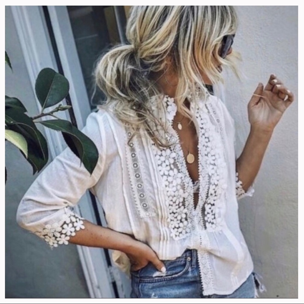Boho lace crochet blouse